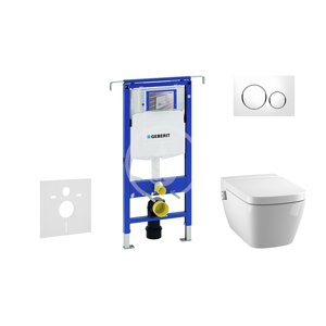 Geberit 111.355.00.5 NT4 - Modul pro závěsné WC s tlačítkem Sigma20, bílá/lesklý chrom + Tece One - sprchovací toaleta a sedátko, Rimless, SoftClose