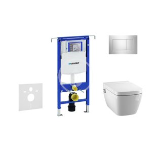 Geberit 111.355.00.5 NT6 - Modul pro závěsné WC s tlačítkem Sigma30, lesklý chrom/chrom mat + Tece One - sprchovací toaleta a sedátko, Rimless, SoftClose