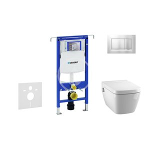 Geberit 111.355.00.5 NT7 - Modul pro závěsné WC s tlačítkem Sigma30, matný chrom/chrom + Tece One - sprchovací toaleta a sedátko, Rimless, SoftClose