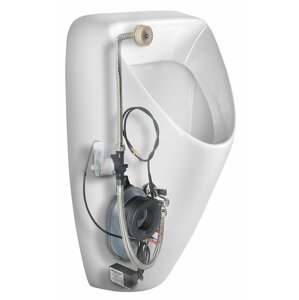 Bruckner SCHWARN urinál s automatickým splachovačem 6V DC, zadní přívod, zadní odpad - SET(201.701.4/1ks, 121.405.1/1ks)
