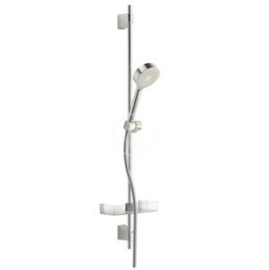 Hansa 44670113 - Set sprchové hlavice, 1 proud, hadice a tyče s poličkou, chrom