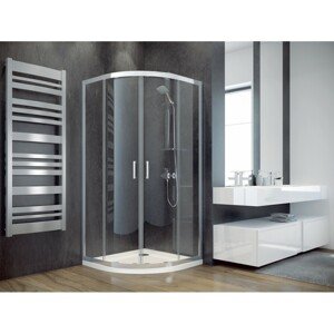 BESCO Čtvrtkruhový sprchový kout MODERN 80 x 80 x 165 cm snížený, čiré sklo, bez vaničky