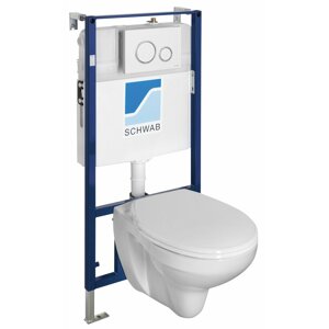 Nenastaven Závěsné WC TAURUS s podomítkovou nádržkou a tlačítkem Schwab, bílá - SET(T02-2113-0250/1ks, P47-0201-0250/1ks, LC1582/1ks, BS122/1ks, 7440/1ks)