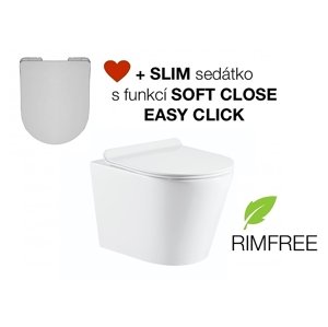 Eco produkty Oblique Rimless - závěsné wc bez splachovacího okruhu - včetně slim soft close sedátka
