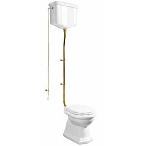 Kerasan RETRO WC mísa s nádržkou, spodní odpad, bílá-bronz - SET(101001/1ks, 108001/1ks, 754593/1ks, 757393/1ks)