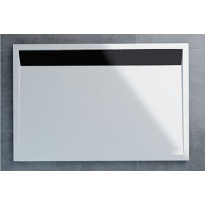 SanSwiss Ila Wia bílá sprchová vanička 800x900 mm s černým matným krytem odtoku 0604