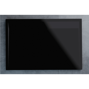 SanSwiss Ila Wia sprchová vanička černý granit 800x900 mm s černým matným krytem odtoku 06154