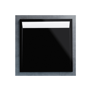 SanSwiss Ila Wiq sprchová vanička černý granit 800x800 mm s bílým krytem odtoku 04154