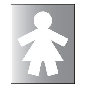 Eco produkty Značení dámských toalet, označení dámského wc - panenka, hliník