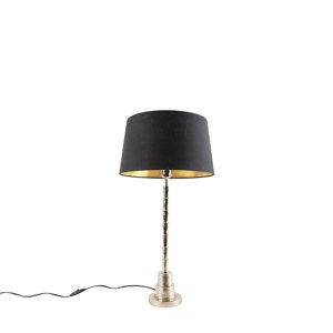 Stolní lampa ve stylu art deco zlatá s odstínem černé bavlny 35 cm - Pisos