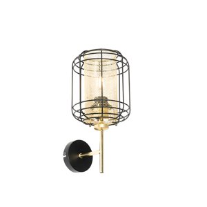 Designová nástěnná lampa černá se zlatou - Gaze Up