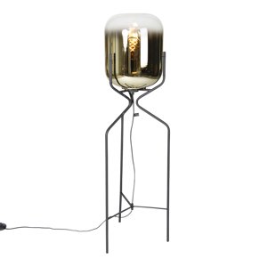 Designová stojací lampa černá se zlatým sklem - Bliss