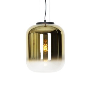 Designová závěsná lampa černá se zlatým sklem - Bliss