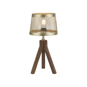 Průmyslová stolní lampa mosaz s dřevěným stativem - Shaun