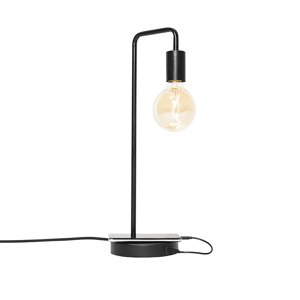 Moderní černá stolní lampa s usb - Facil