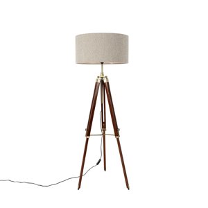 Stojací lampa z mosazi s boucle stínidlo taupe 50 cm stativ - Cortin