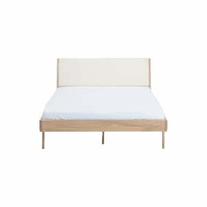 Bílá/přírodní dvoulůžková postel z dubového dřeva 140x200 cm Fawn – Gazzda
