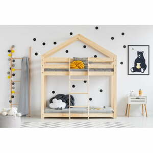 Domečková patrová dětská postel z borovicového dřeva 80x180 cm v přírodní barvě Mila DMS – Adeko