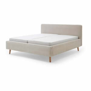 Béžová čalouněná dvoulůžková postel s úložným prostorem s roštem 160x200 cm Mattis Cord – Meise Möbel
