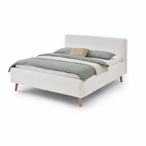 Bílá čalouněná dvoulůžková postel s úložným prostorem s roštem 180x200 cm Mattis - Meise Möbel