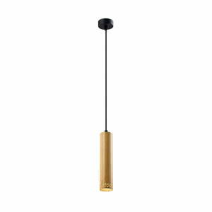 Černé závěsné svítidlo s dřevěným stínidlem ø 7 cm Tubo – Candellux Lighting
