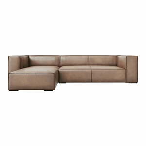 Světle hnědá kožená rohová pohovka (levý roh) Madame – Windsor & Co Sofas