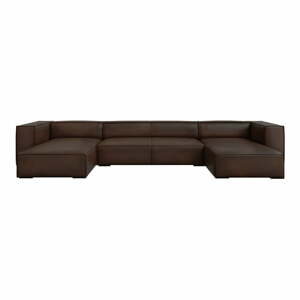 Tmavě hnědá kožená rohová pohovka (do "U") Madame – Windsor & Co Sofas