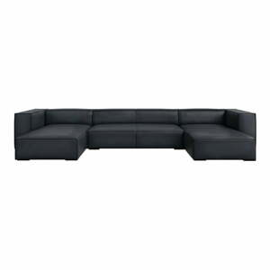 Černá kožená rohová pohovka (do "U") Madame – Windsor & Co Sofas