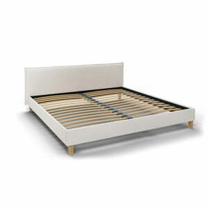 Krémová čalouněná dvoulůžková postel s roštem 200x200 cm Tina – Ropez