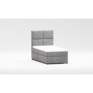 Světle šedá čalouněná jednolůžková postel s úložným prostorem s roštem 90x200 cm Lena – Ropez