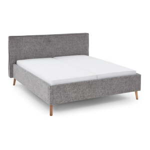 Šedá čalouněná dvoulůžková postel s úložným prostorem s roštem 180x200 cm Riva – Meise Möbel