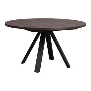 Tmavě hnědý kulatý rozkládací jídelní stůl v dekoru dubu ø 135 cm Maddock – Rowico