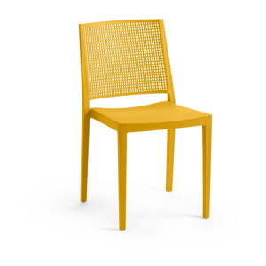 Žlutá plastová zahradní židle Grid – Rojaplast