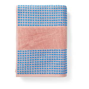 Modro-růžová froté osuška z Bio bavlny 70x140 cm Check – JUNA